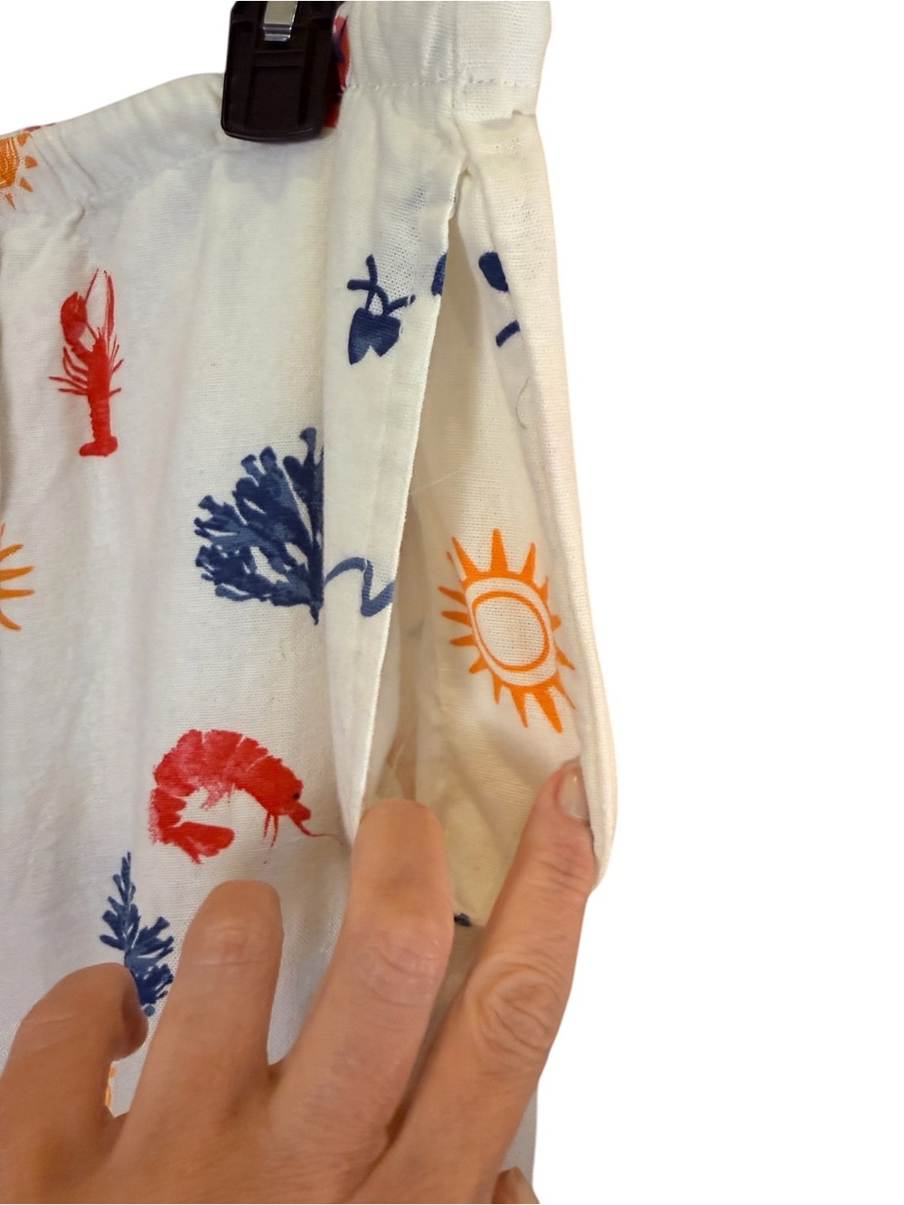 Cali1850 Women’s Wide Leg Cream Beachy Nautical Campy Print Blend Pants sz L - Picture 3 of 11